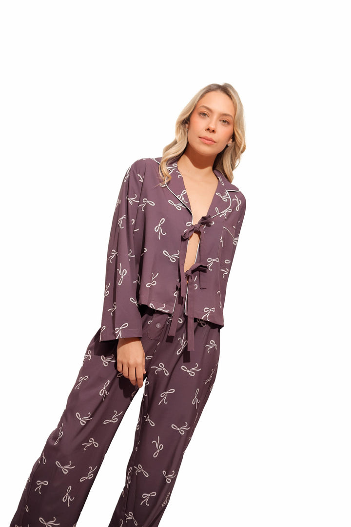 Pijama Pantalón Manga Larga Lazos Bow