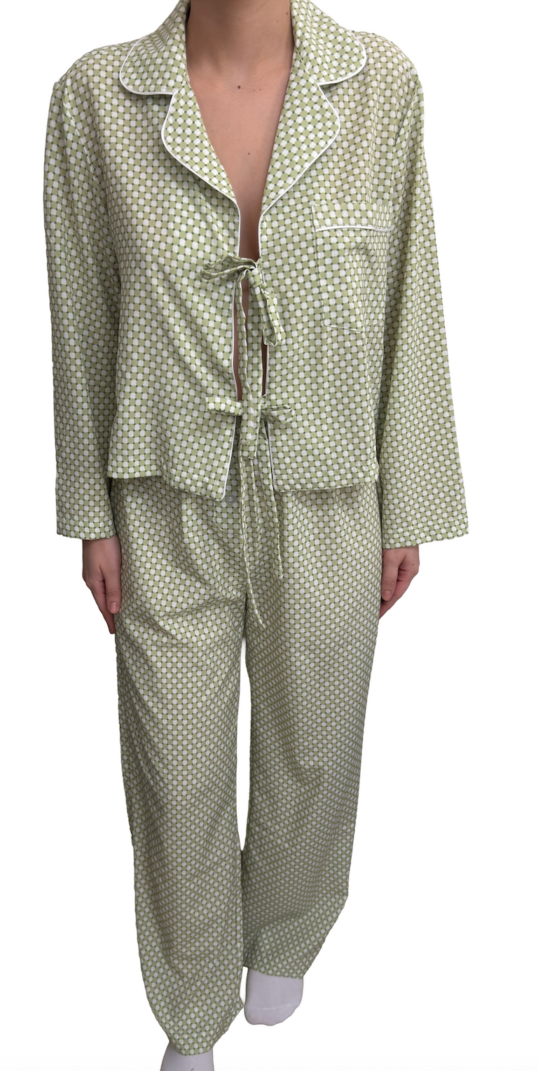 Pijama Pantalón Manga Larga Lazos Dots