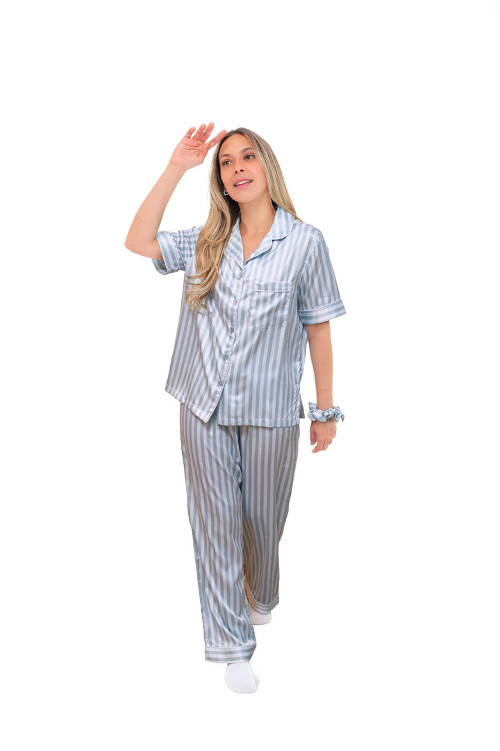 Pijama Pantalón Manga Corta Blue Stripes