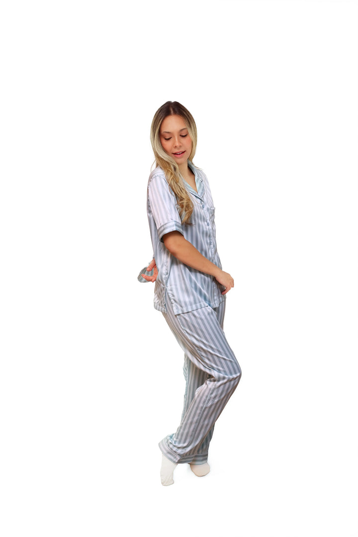 Pijama Pantalón Manga Corta Blue Stripes