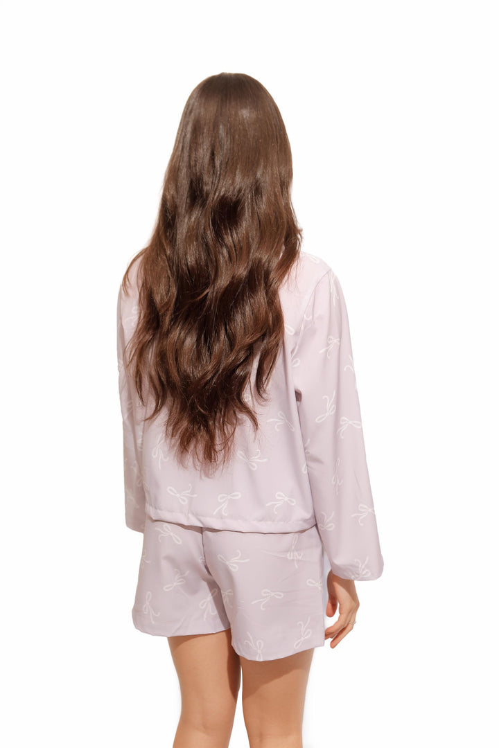 Pijama Short Manga Larga Lazos Bow